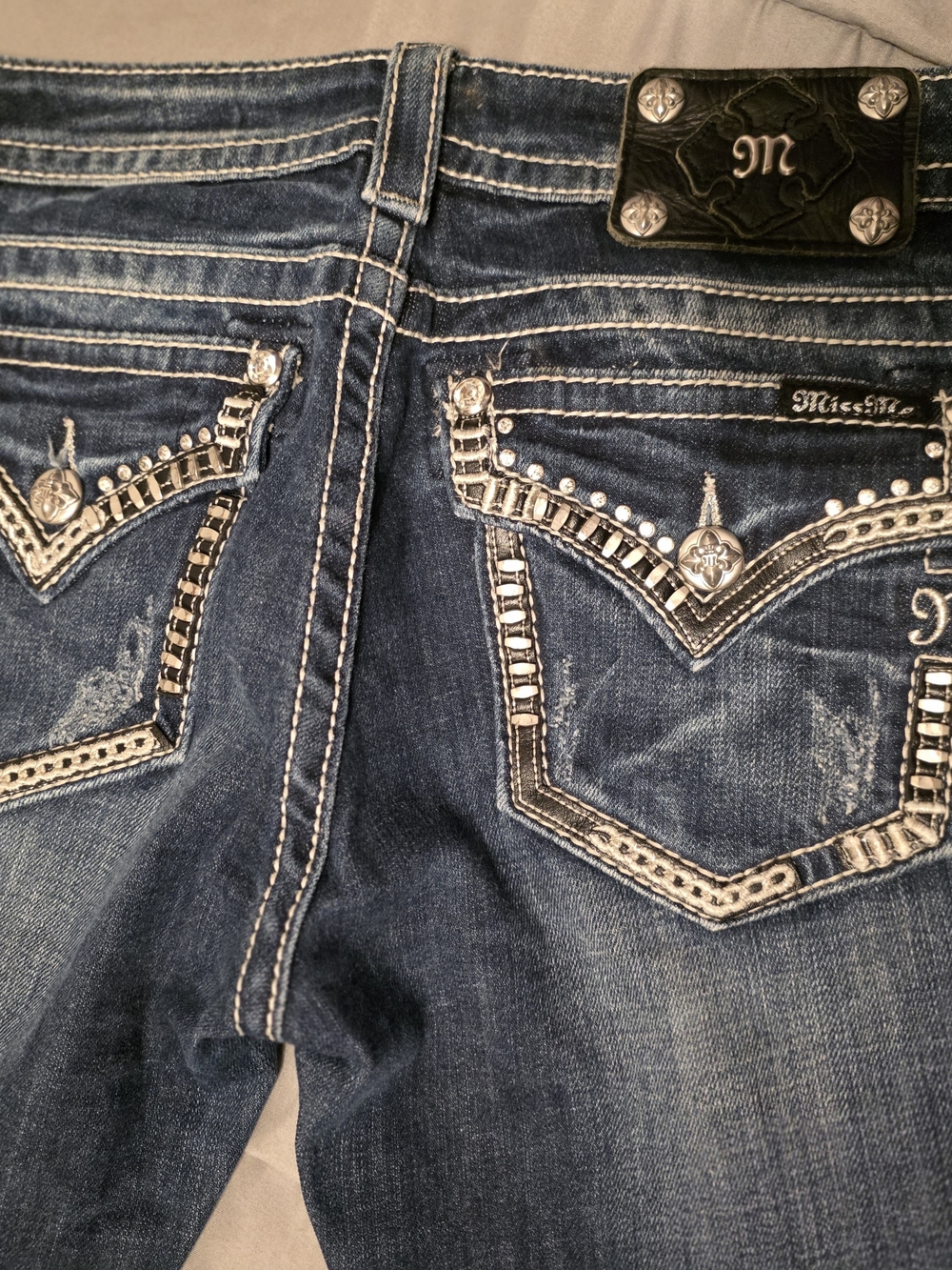 Miss Me Women's Embellished Dark Blue Skinny Jeans 29